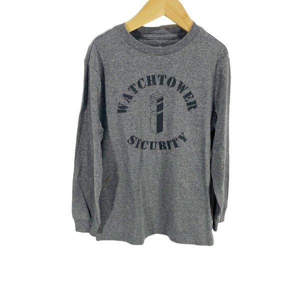 Old Navy Gray Long Sleeved T-shirt Sz S 6-7 Boys "Watchtower Security" Print - Picture 1 of 5